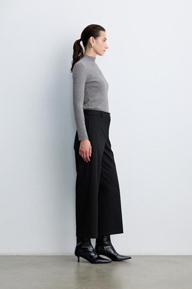 SİYAH KISA STRAIGHT FIT PANTOLON - 6