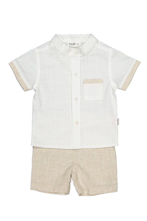Woven Shorts 2-Piece Set (COOL AND STYLISH) Beige