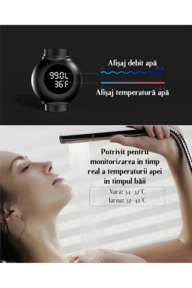Faucet Extension with Water Temperature and Flow Display, Self-Recharging Function, Universal Shower Model - 5