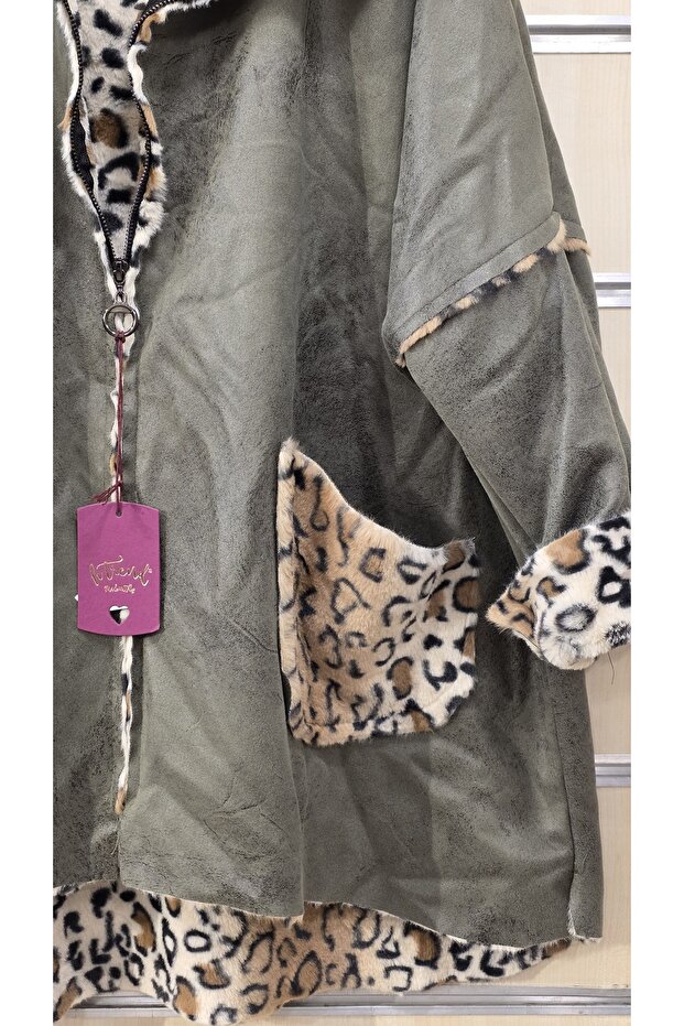 معطف من جلد النوبوك بنقشة الفهد - 3