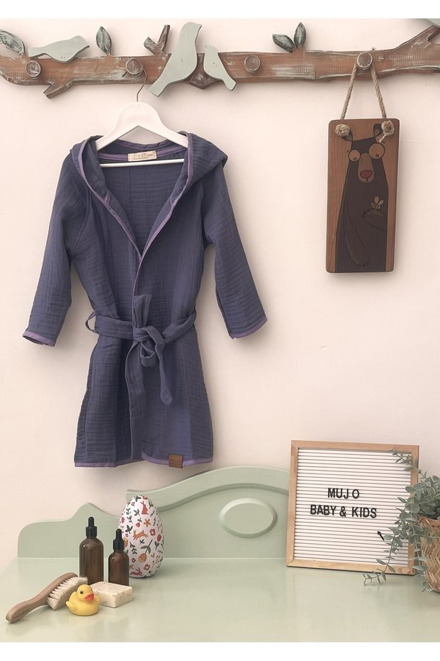 100% Organic Cotton Muslin Hooded Children's Bathrobe | Unisex | Soft, Breathable Bath Towel