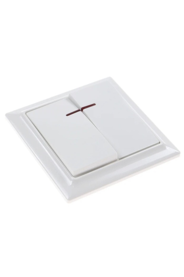 Soft double switch, with indicator light, white, 86x86mm, recessed, frame included, 10A - 2
