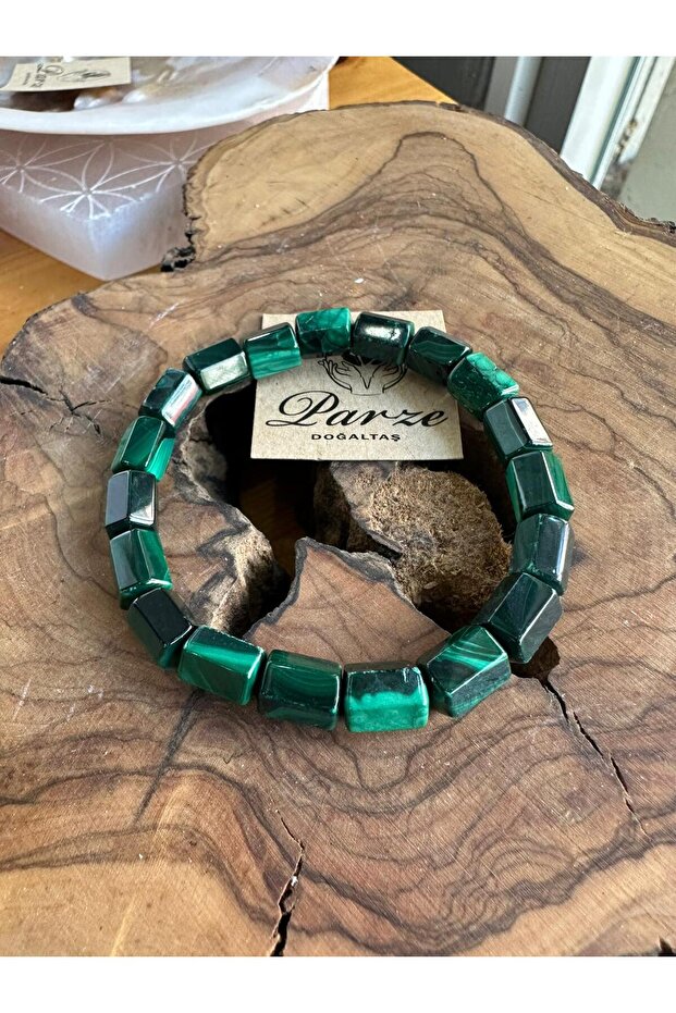 Malahit Capsule Cut Natural Stone Bracelet