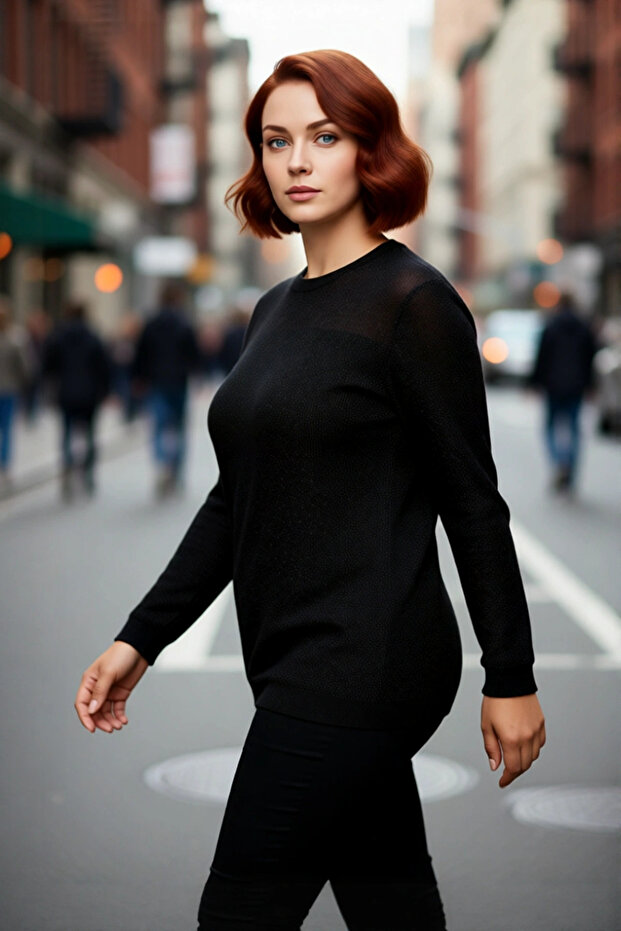 Women's Plain Pattern Fitted Fit Long Sleeve Crew Neck Slim Knit Sweater Adds Chic to Your Everyday Outfits