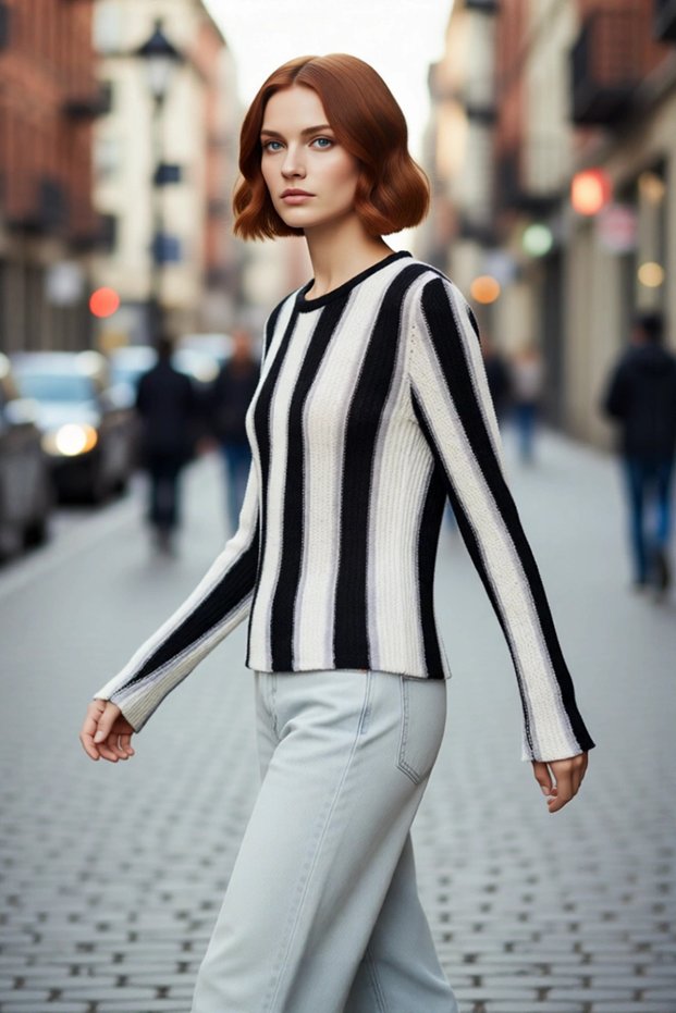 Women's Crew Neck Color Block Slim Knitwear Long Sleeve Cotton Polyester Blend Casual Sweater