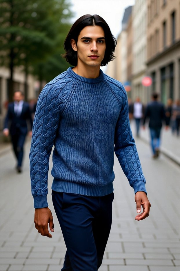 Unisex Casual Regular Fit Crew Neck Hair Knit Patterned Thick Knitwear Sweater Ideal for Winter Outfits