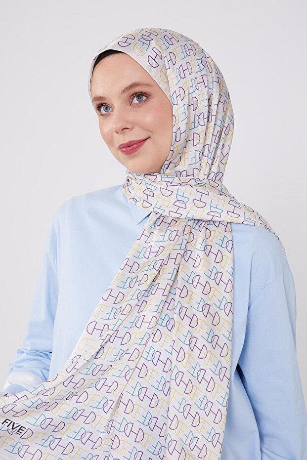 Ecru Letter Pattern Brand Shawl