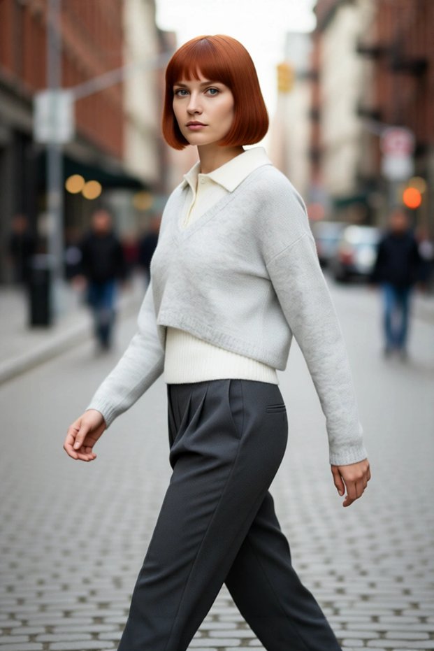 Women's Oversize V-Neck Long Sleeve Plain Knitwear Sweater Ideal for Everyday Chic Winter Choice Quality