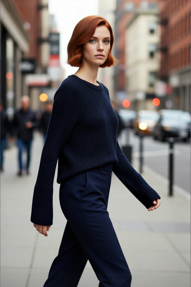 Women's Regular Fit Sustainable Knitwear Sweater Raglan Sleeves Peplum Detail Medium Thickness Casual