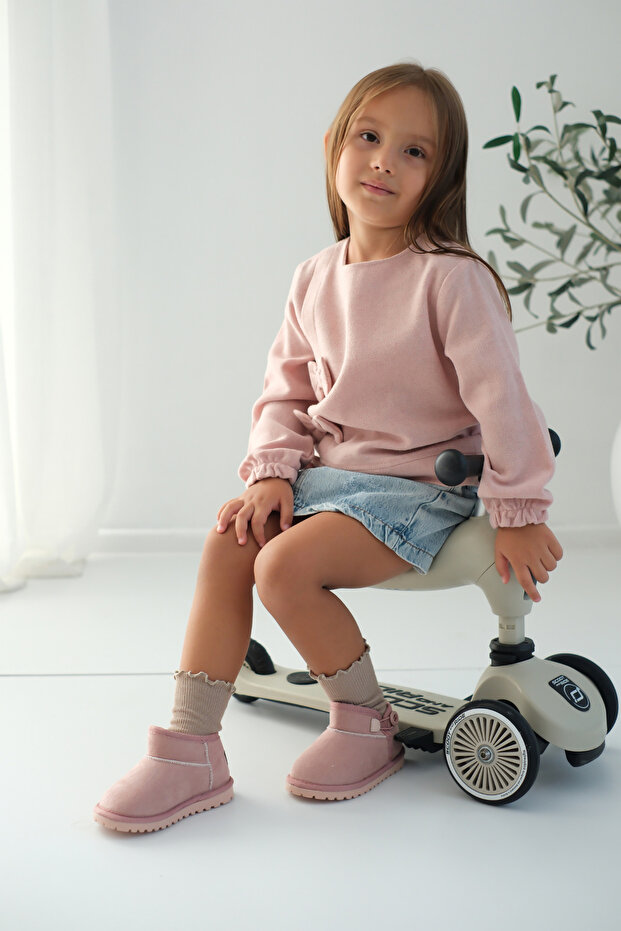 Kodiaq Kız Çocuk ve Kız Bebek Pembe Bot | Ortopedik Kaymaz Taban İçi Kürklü Süet Kışlık Kar Botu - 5