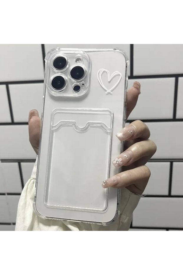 Phone Case 16 Pro Heart Model with Card and Photo Sections