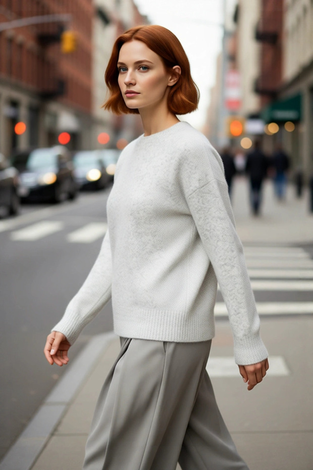 Women's Regular Fit Low Sleeve Crew Neck Knitwear Sweater Comfortable Stylish Choice for Winter Days Quality