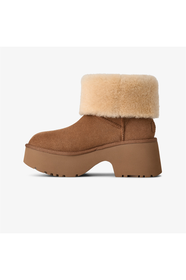 Kadın Platform EVA Tabanlı Çift Yüzlü Uzun Deri Taba Bot & Bootie 1171533-CHESTNUT - 4