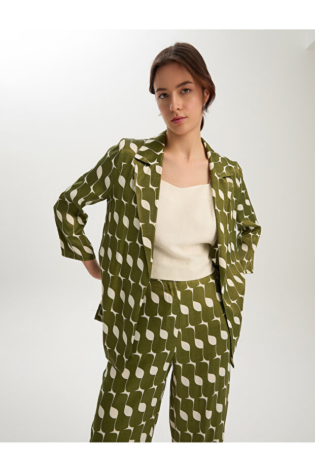 Pattern Printed Viscose Satin Jacket - 5
