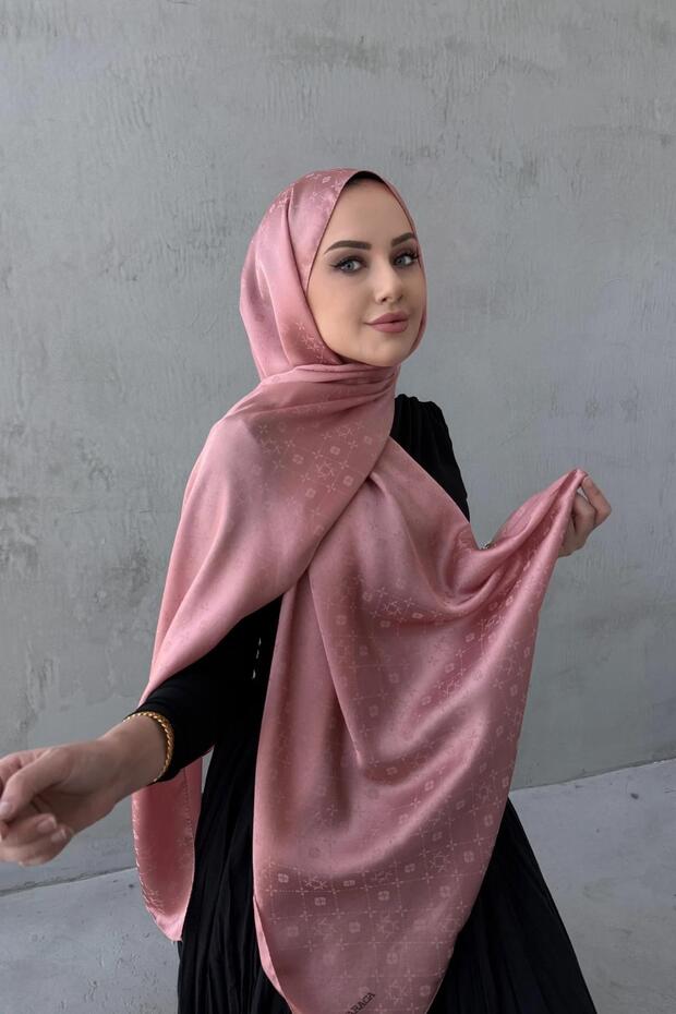 Powder Liya Patterned Silky Jacquard Shawl