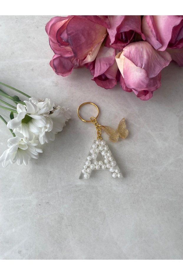 A Letter Pearl Detailed Keychain & Bag Charm [with Pompom Option]