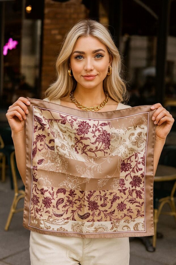 Flr42 Patterned Women's Scarf 50X50 cm