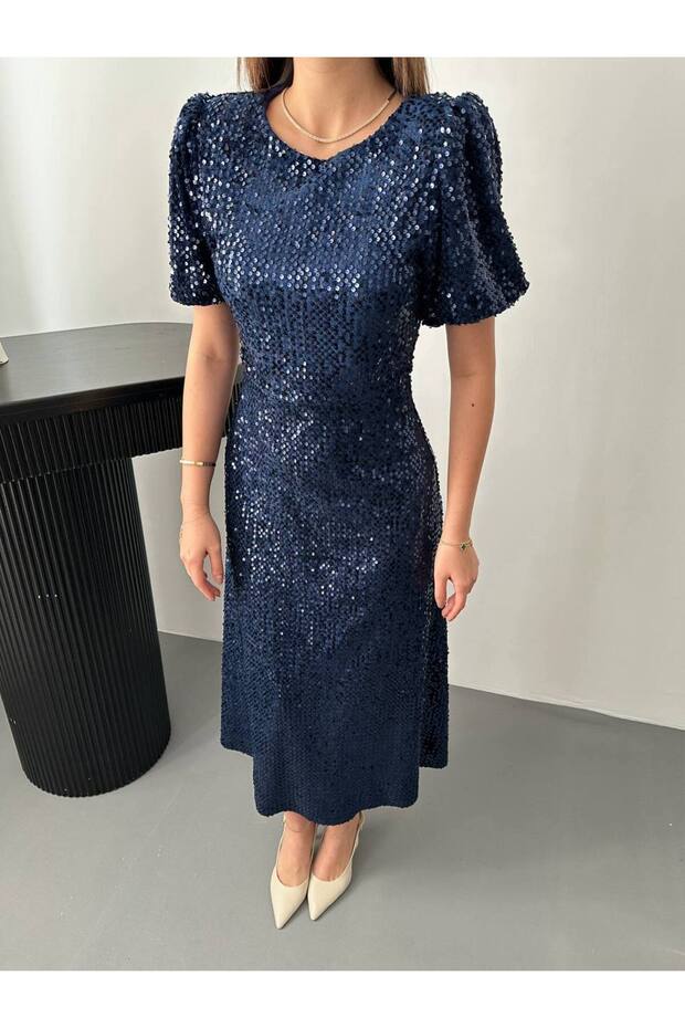 Kadın Midi Boy Pulpayet Elbise - 4