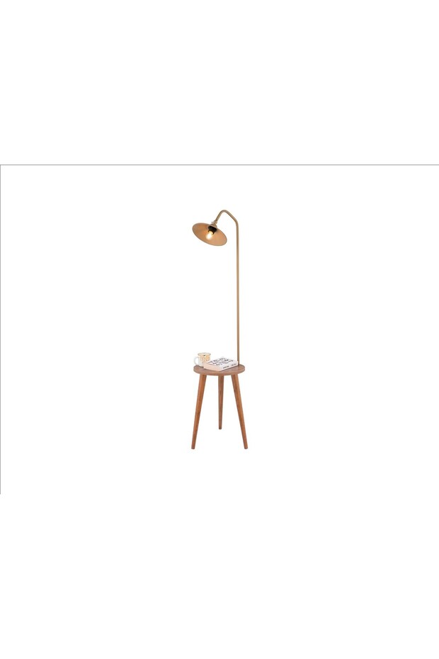 Lucas Ahşap Sehpalı Lambader Bronz - 1