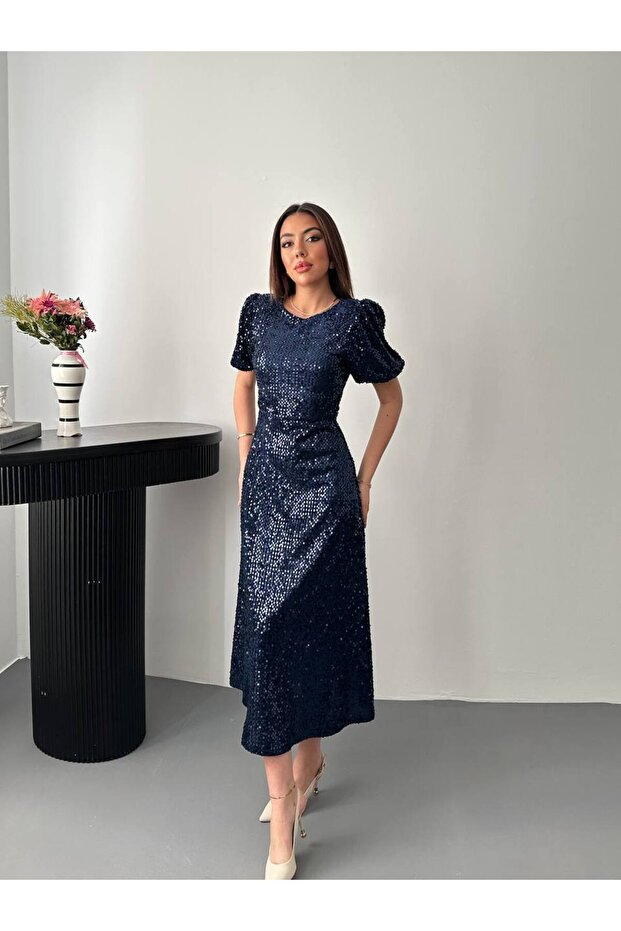 Kadın Midi Boy Pulpayet Elbise - 6