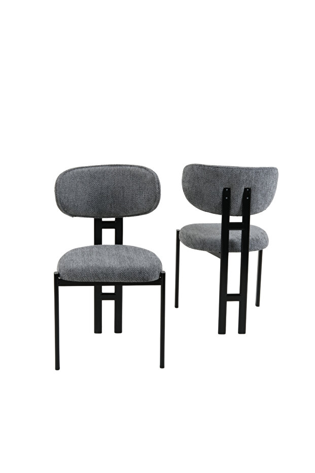 2' li Mutfak Sandalyesi Salon Sandalyesi Plas Model-Siyah - 3