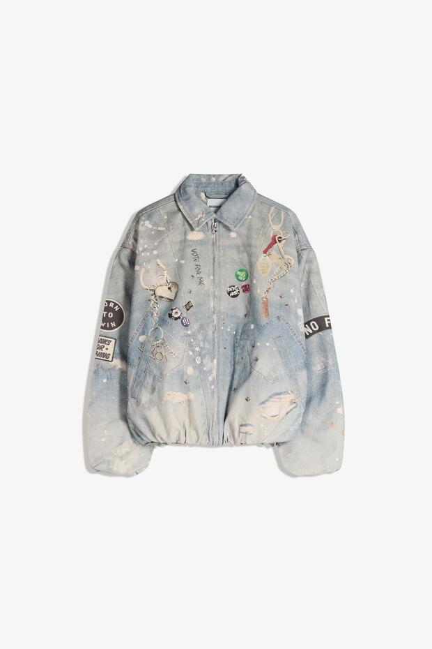 Baskılı denim ceket - 2