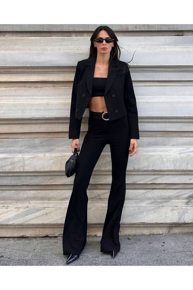 Premium Kemerli İspanyol Pantolon - 4