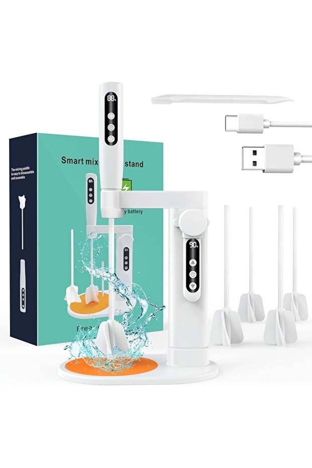 Electric Resin Mixer with Adjustable Stand, Digital Display, 5 Speeds, Bidirectional Rotation - 1