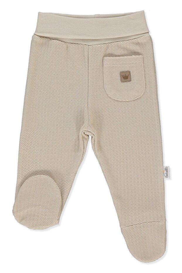 Jacquard Two-Strand Pants with Socks (Baby King/25) Beige