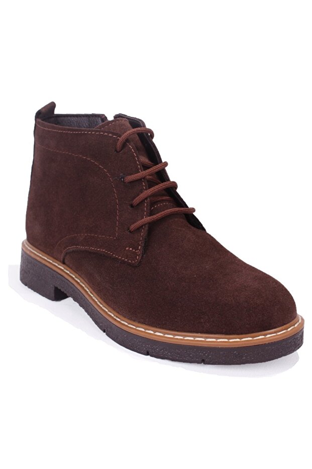 Dza07-1236028 Brown Suede Casual Flat Heel Leather Women's Boots