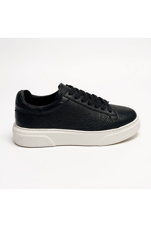 Men's Leather Sneaker Shoes Black-Black