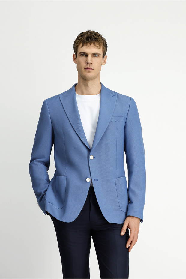 Regular Fit Micro Pattern Classic Jacket - 3