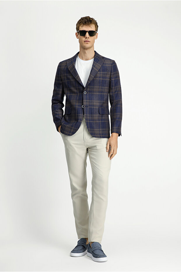 سترة صوفية منقوشة بقصة قياسية من 6 دروب - 2