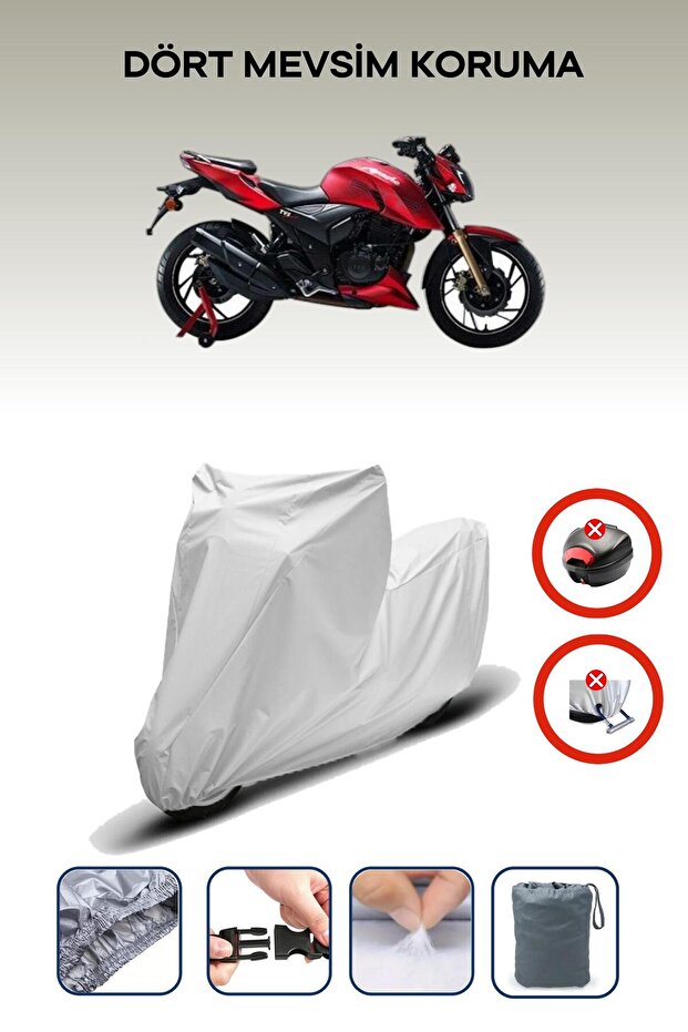 Gray Tvs Apache Rtr 200 Compatible Motorcycle Cover, Protective Cover
