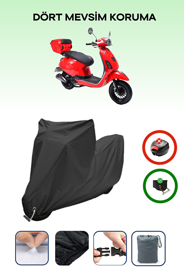 Black Lock Compatible Rks Azure 50 Pro Compatible Motorcycle Cover, Protection Cover