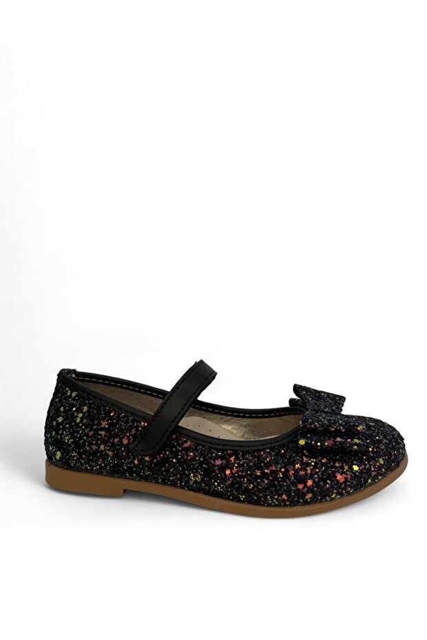 Children's Black Glitter Ballerinas
