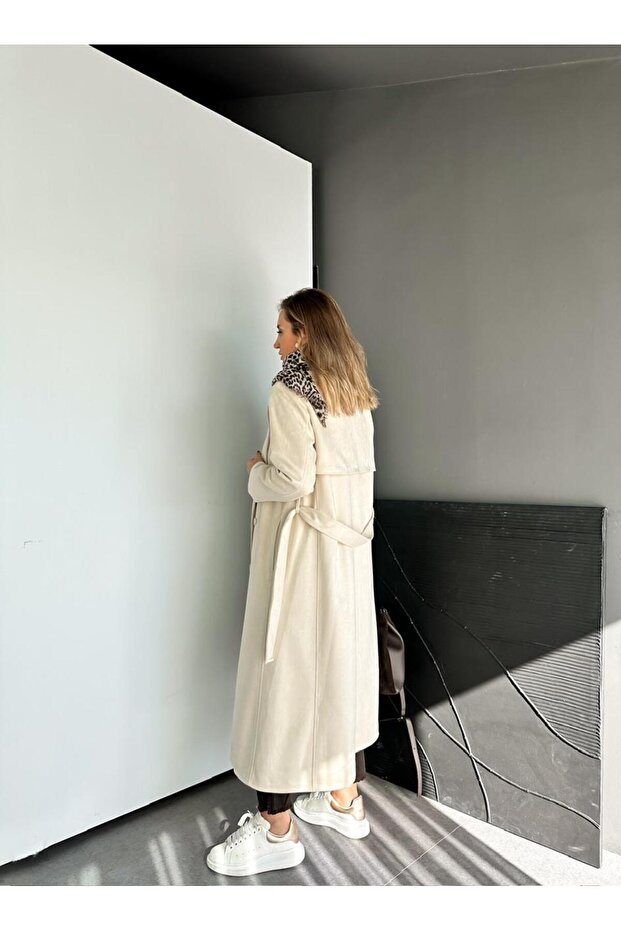 Taş Kuşaklı Süet Soft Trençkot - 3