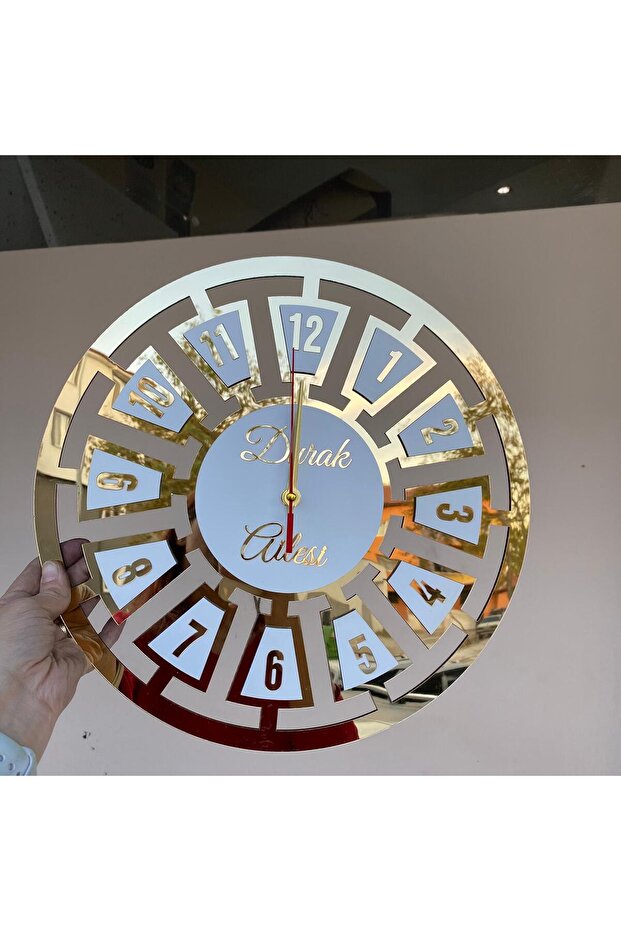ساعة حائط ذهبية 40 سم - 4