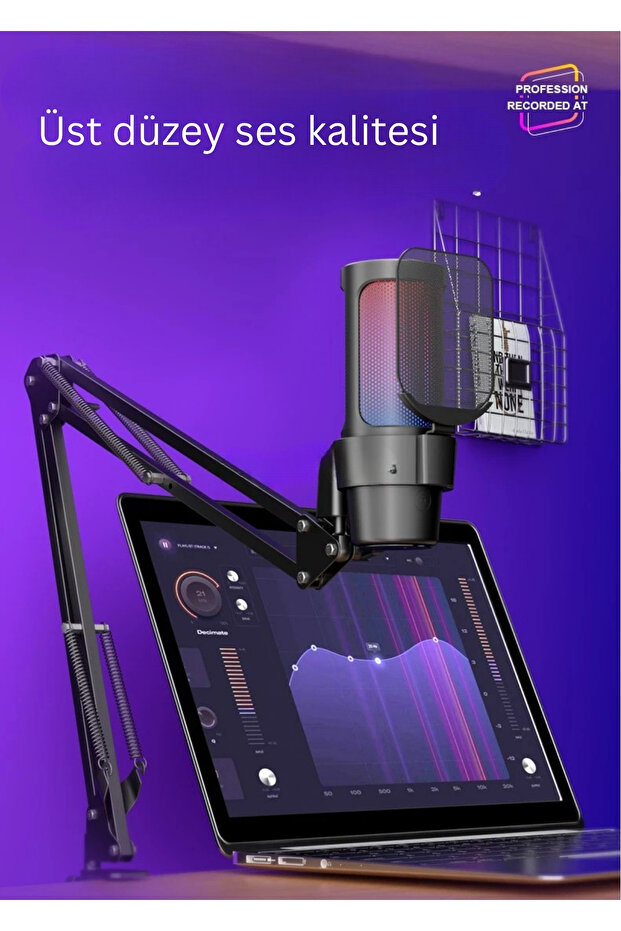 Lınux Profesyonel Oyuncu ve Yayıncı Mikrofonu Podcast Yayın Stüdyo İnfluencer RGB Kayıt Mikrofonu - 6