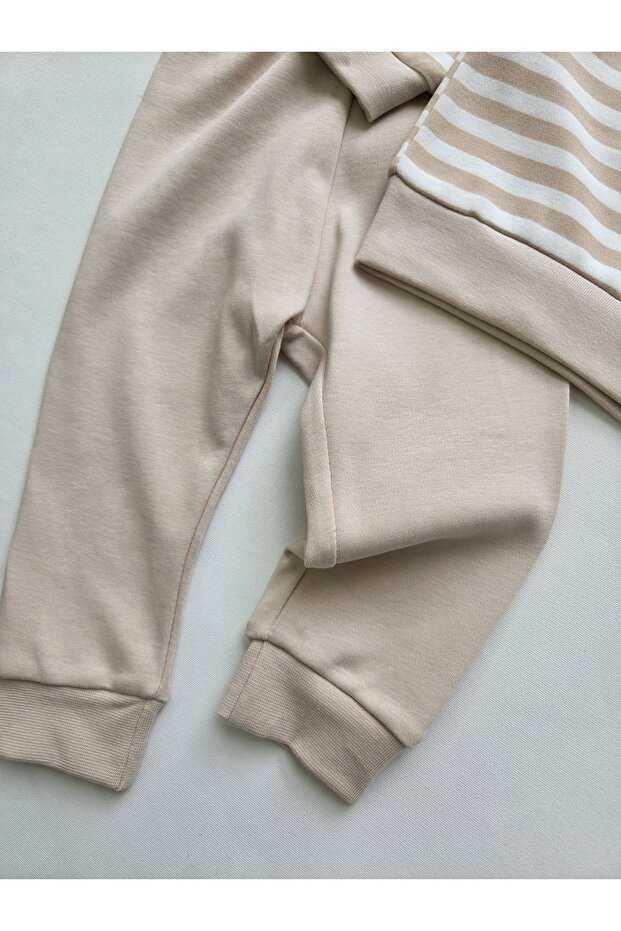 %100 Pamuk Erkek Bebek Alt Üst Takım / Bebek Pijama Takımı Eşofman - 5