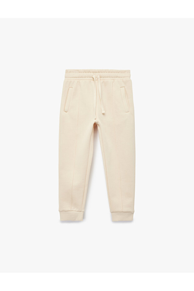 Basic Fleece-Lined Sweatpants with Pockets and Lace-Up Waist