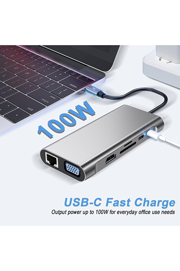 12-in-1 USB C Hub Docking Station with 4K HDMI, VGA, USB 3.0, Ethernet, SD/TF – ELTERAZONE - 6