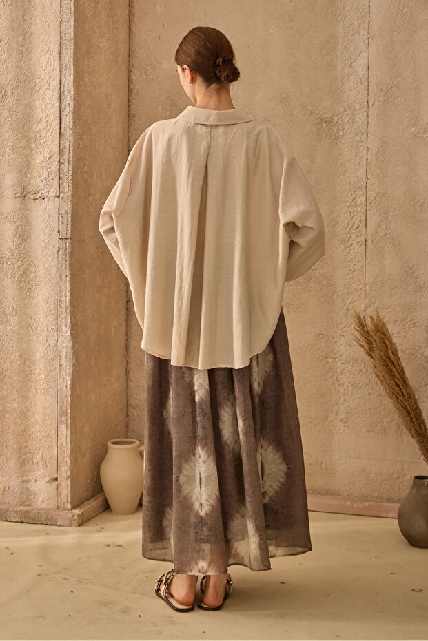 Parıltılı Gömlek Bej - 4