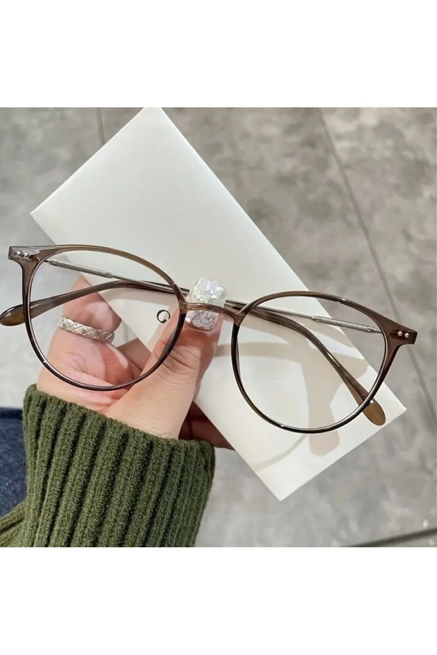 Oval Round 50 Ekartman Metal Transparent Women Men Unisex Blue Light Protection Screen Glasses Eyewear