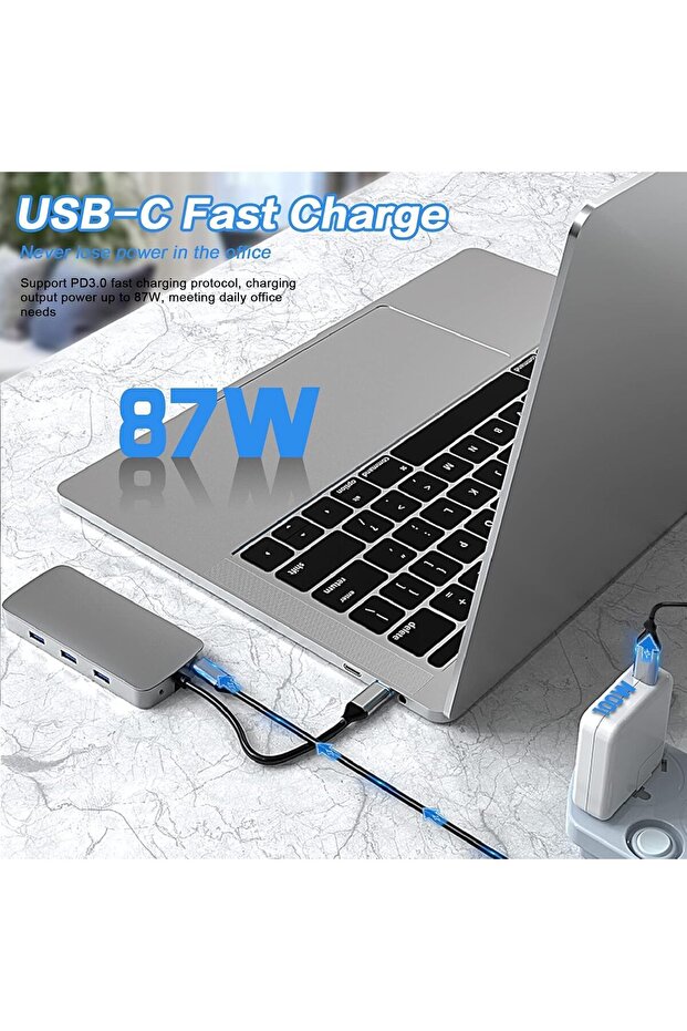 10-in-1 USB C Hub Docking Station with 4K HDMI, VGA, USB 3.0, Ethernet, SD/TF & 3.5mm AUX - Compatib - 3