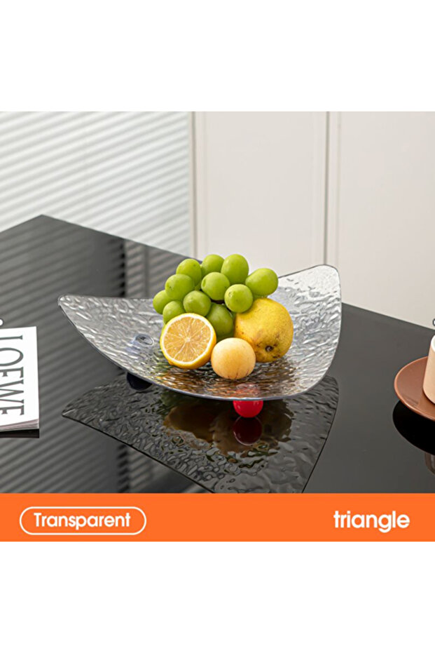 Plastic serving tray, textured pattern, triangle shape, Transparent, 30 x 6 cm - 3