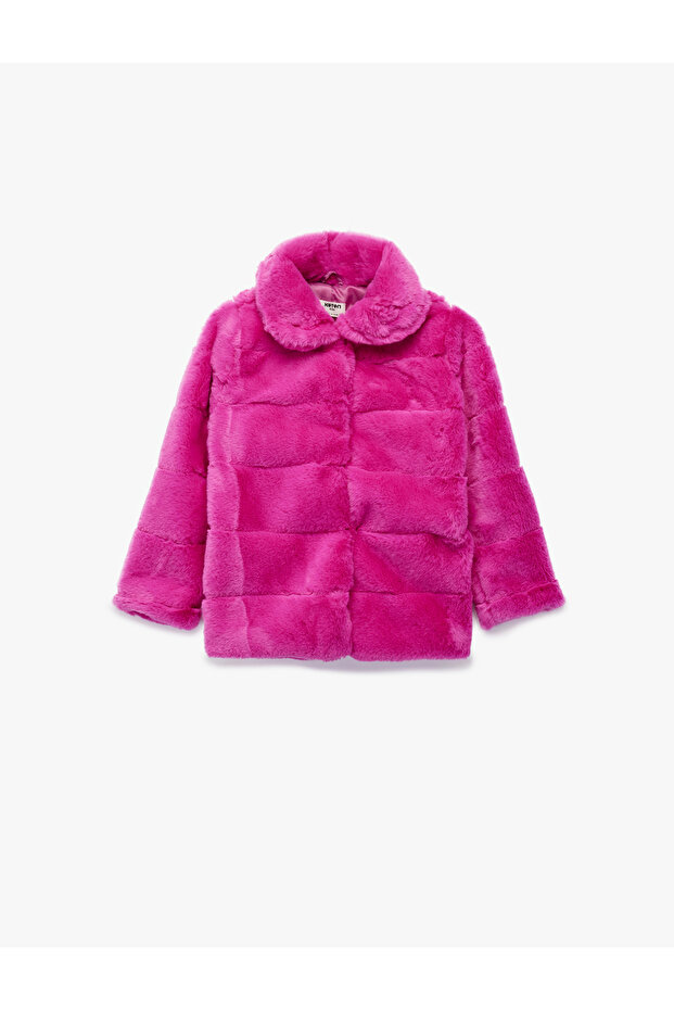 Long Sleeve Peter Pan collar Faux Fur Coat