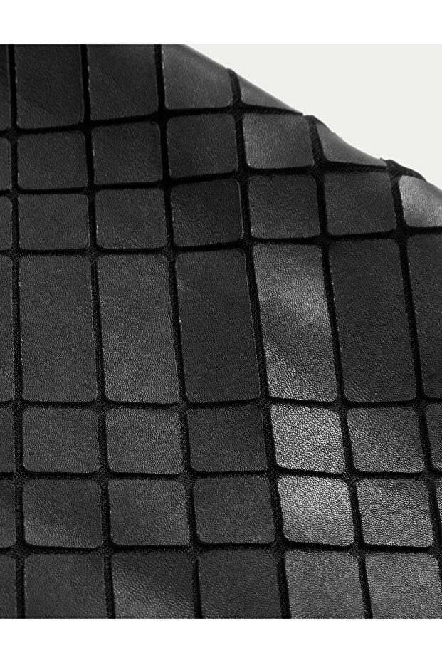 Deri Detaylı Mini Elbise - 6