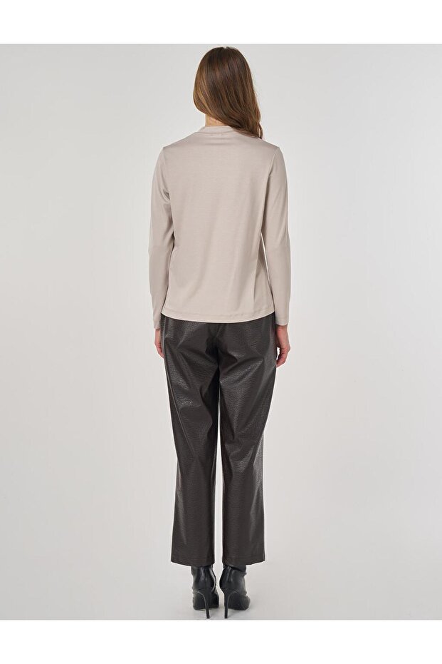 Sıfır Yaka Basic Viskon Bluz Taş - 5