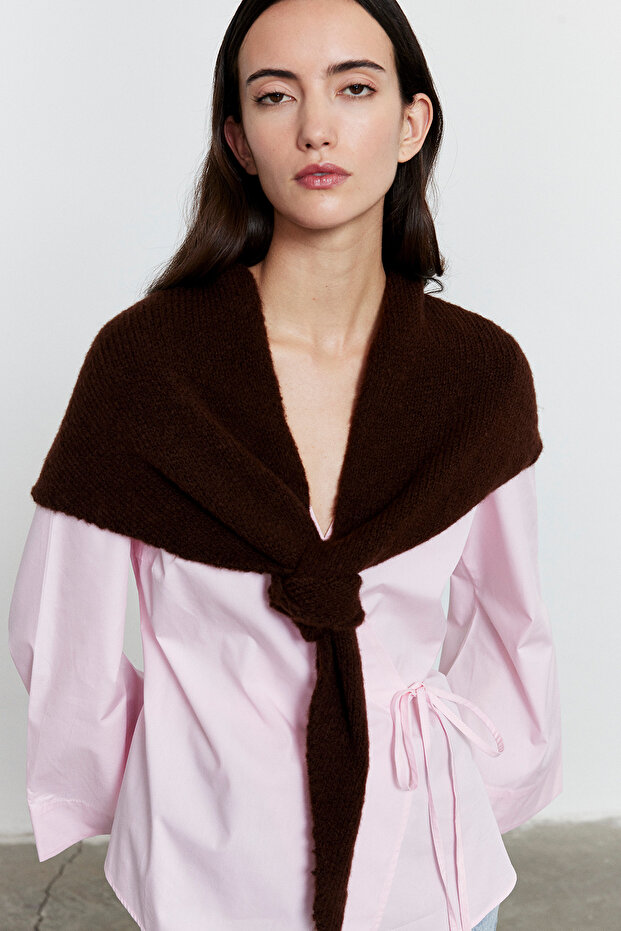 Düz Triko Fular Acı Kahve - 4